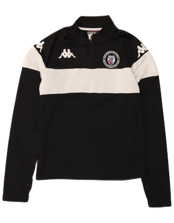 KAPPA Mens Graphic Zip Neck Pullover Chándal Top Pequeño Negro Colorblock