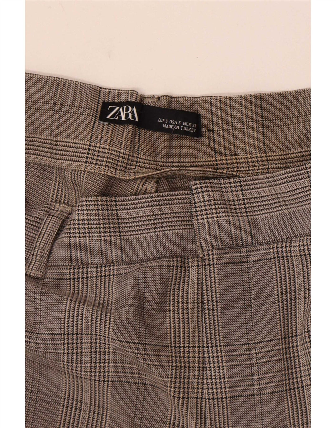 Zara Mujer Pantalones Chinos Slim Small W26 L25 Cuadros Grises
