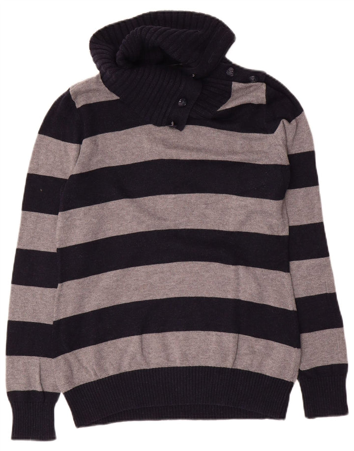 Massimo Dutti Jersey con cuello y botones para mujer UK 40 Medium Azul marino