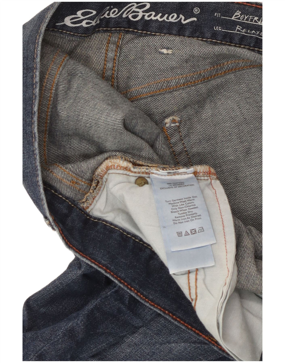 EDDIE BAUER Vaqueros rectos desgastados estilo novio para mujer W36 L30 Azul