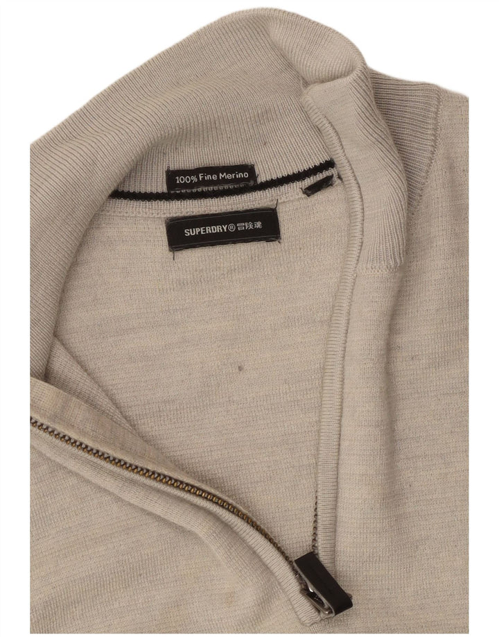 SUPERDRY Jersey con cuello y cremallera para hombre XS Lana gris