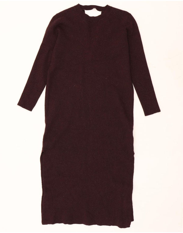 Cos Vestido tipo jersey de manga larga para mujer UK 10 Small Borgoña Lana