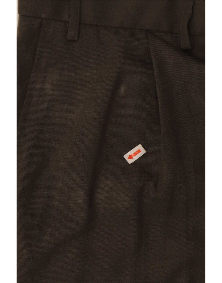 Marks & Spencer Pantalón de traje con pinzas para hombre W40 L31 Poliéster caqui
