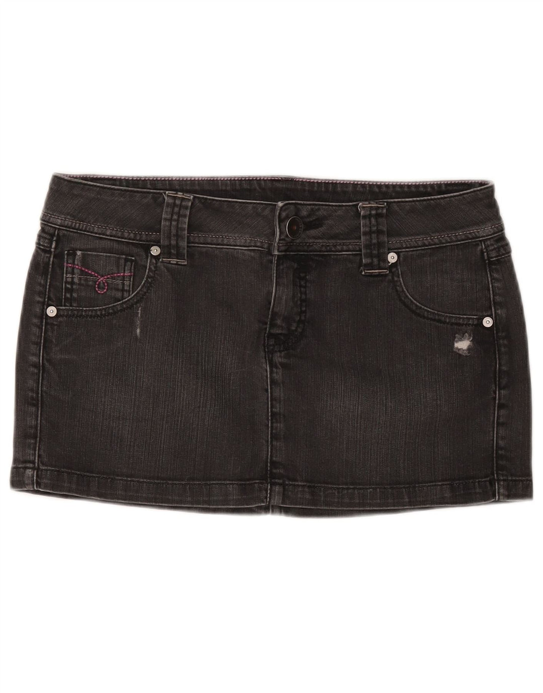 BENETTON Falda vaquera desgastada para mujer IT 44 Mediana W30 Algodón gris