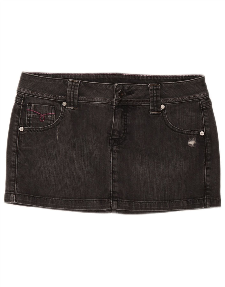BENETTON Falda vaquera desgastada para mujer IT 44 Mediana W30 Algodón gris