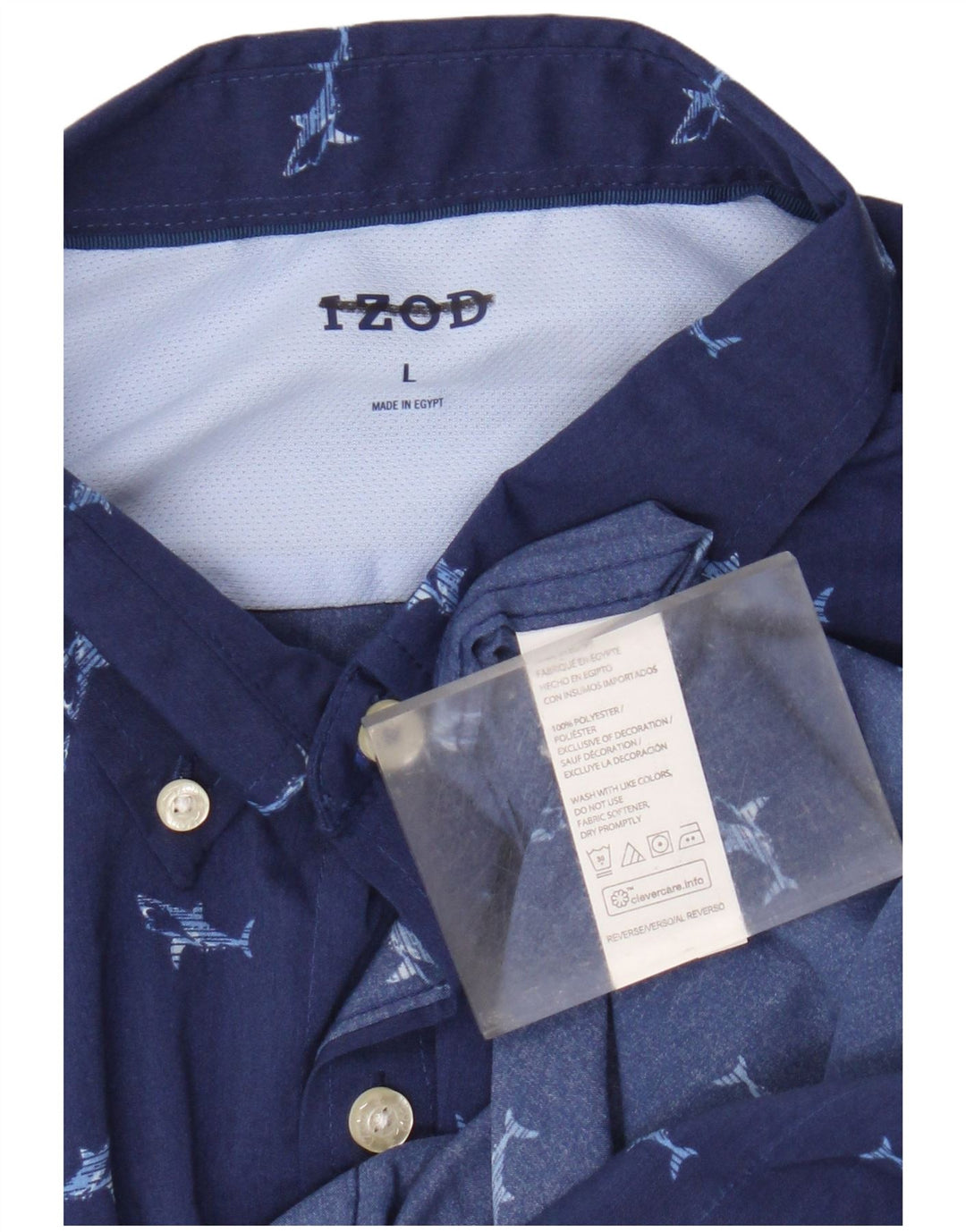Izod Camisa de manga corta con estampado abstracto para hombre Poliéster azul grande