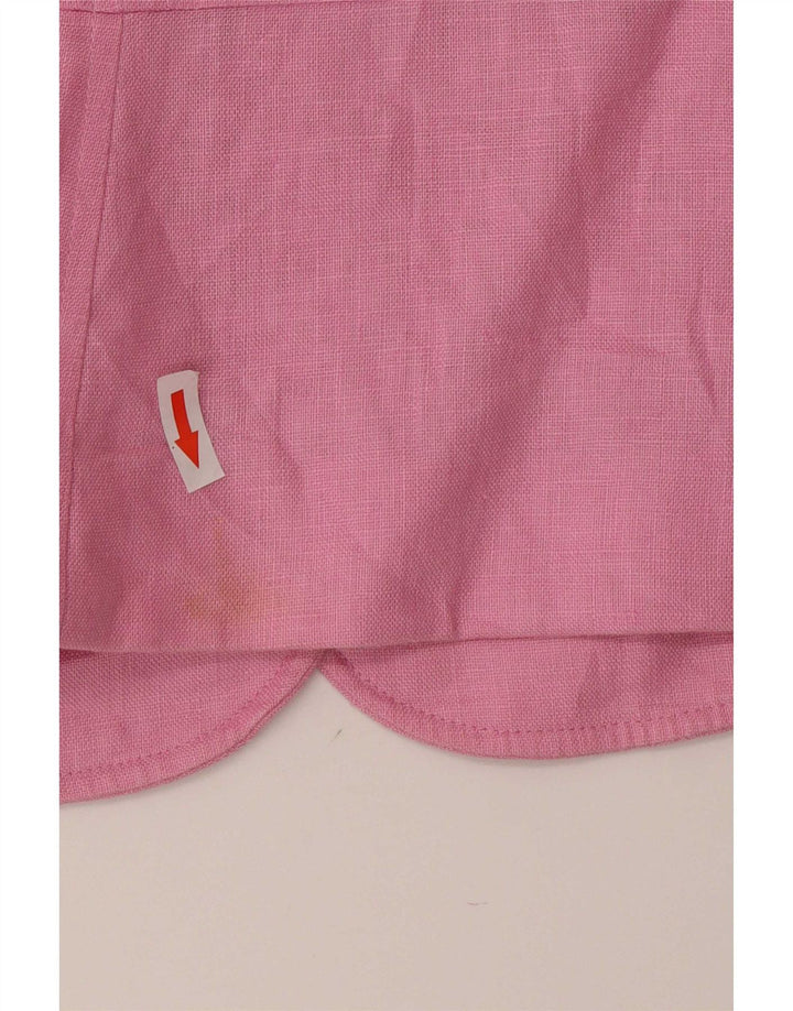 Chaps Chaqueta Blazer de Manga 3/4 con 4 Botones para Mujer UK 18 XL Lino Rosa