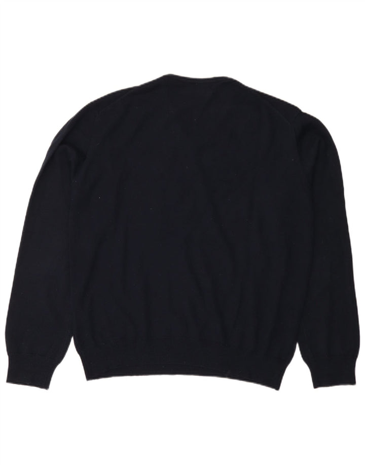 RIFLE Suéter con cuello en V para mujer UK 18 XL Acrílico azul marino