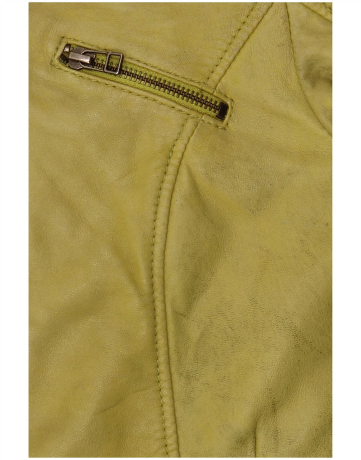 Freaky Nation Chaqueta de cuero para mujer UK 10 Small Green Leather