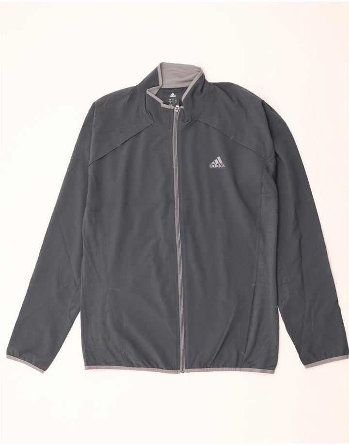 Adidas Mens Climalite Chándal Top Chaqueta Grande Gris Poliéster