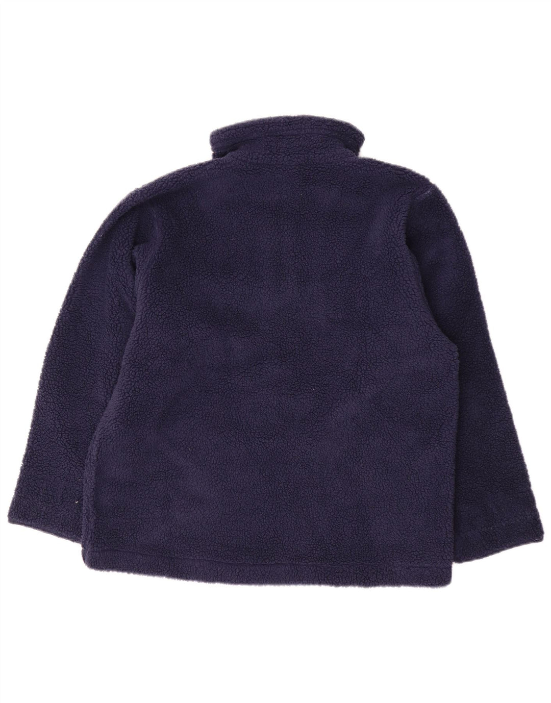 VINTAGE Mujer Zip Neck Fleece Jumper Reino Unido 16 Grande Azul Marino Fair Isle