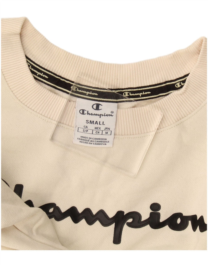 Champion Sudadera de gran tamaño con gráfico para mujer UK 10 Small Off White