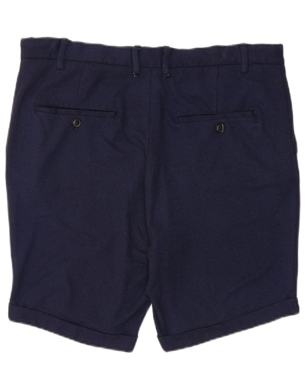 Zara Mens Chino Shorts EU 42 Large W32 Azul Marino Viscosa