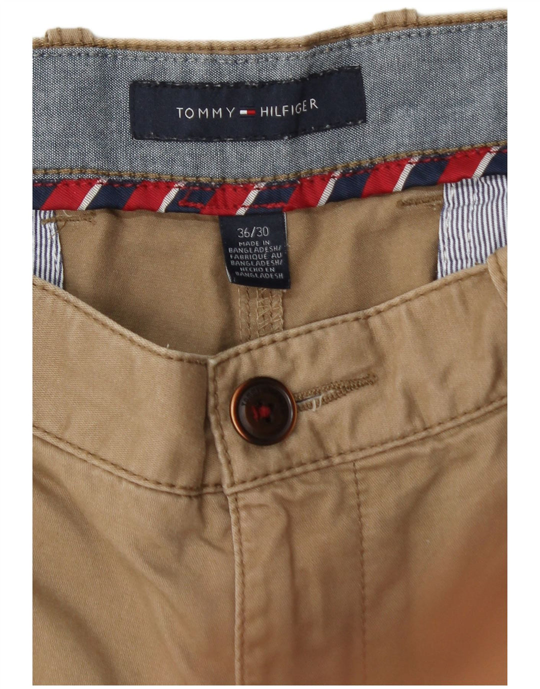 TOMMY HILFIGER Pantalón chino recto para hombre W36 L30 Algodón beige