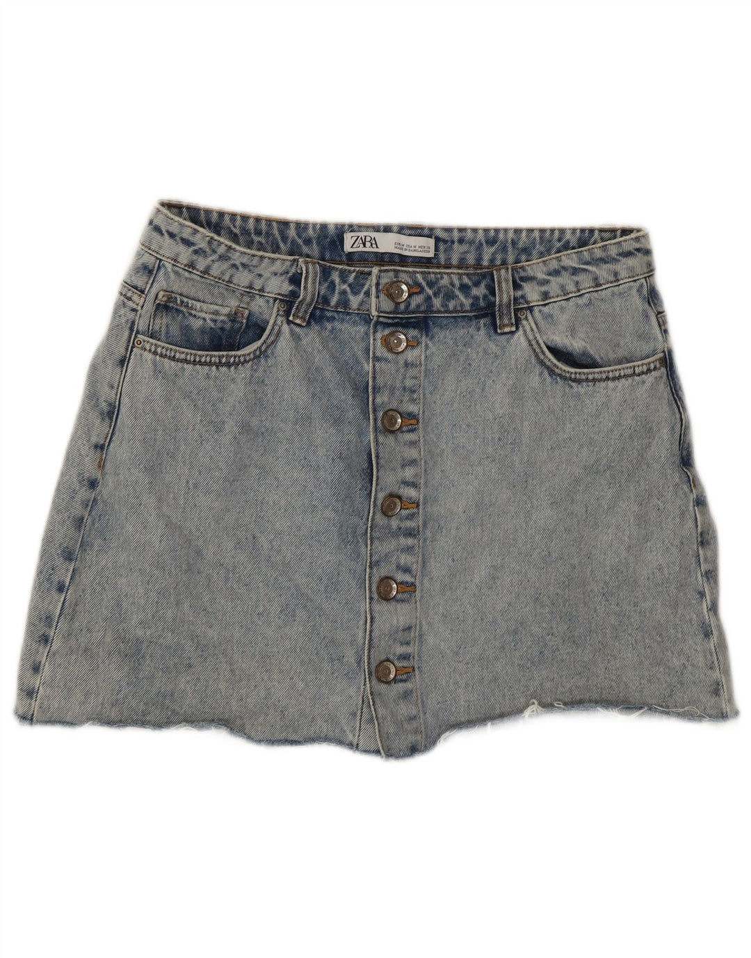 Zara Mujer Minifalda Vaquera Con Lavado Ácido Mediana W28 Azul