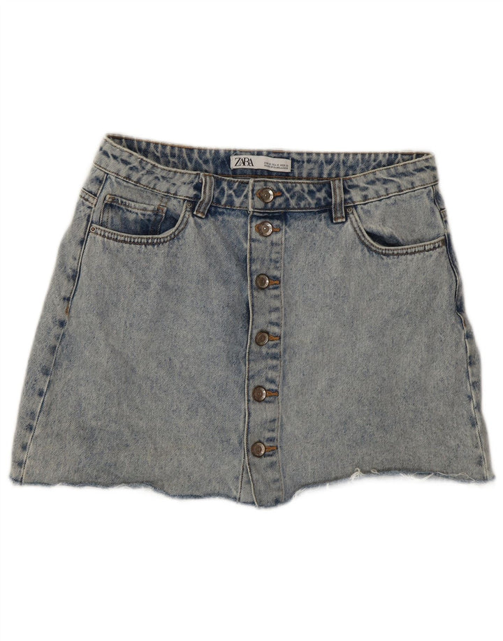 Zara Mujer Minifalda Vaquera Con Lavado Ácido Mediana W28 Azul