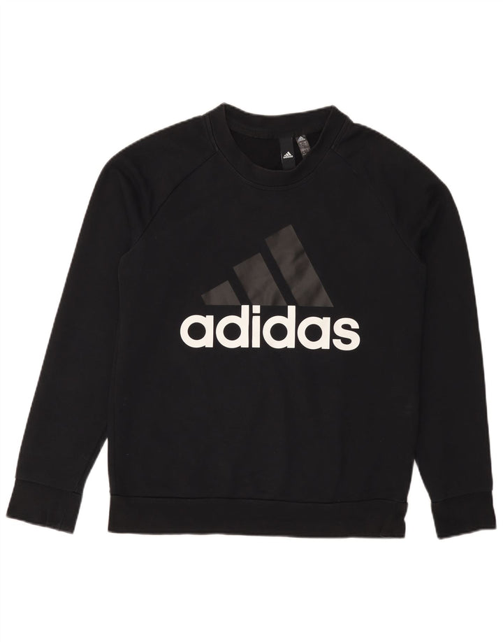 ADIDAS Sudadera gráfica para mujer Jumper UK 12/14 Mediano Negro Algodón