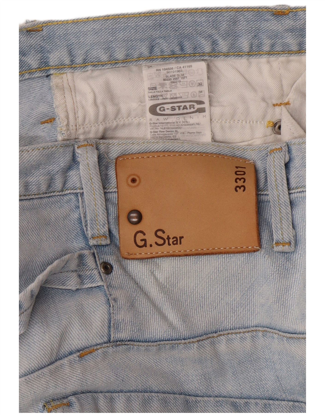 G-STAR Vaqueros Slim 3301 para Hombre W32 L34 Algodón Azul