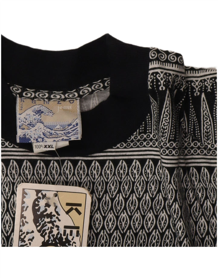 Kenzo Camiseta con estampado abstracto para hombre Top 2XL Diseñador de algodón geométrico gris