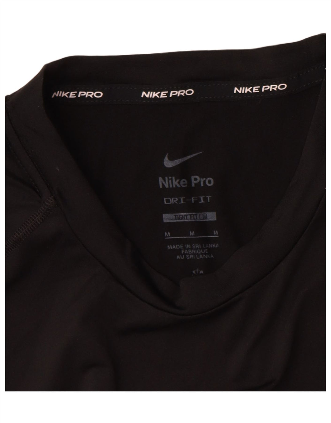 NIKE Camiseta ajustada para mujer UK 12 Medium Negro Poliéster