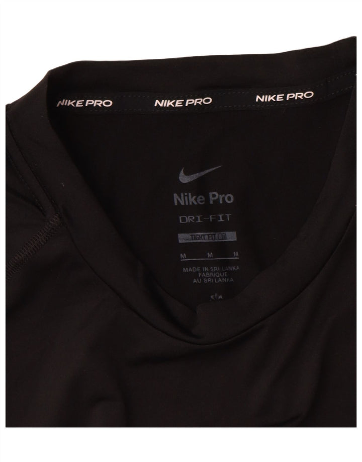 NIKE Camiseta ajustada para mujer UK 12 Medium Negro Poliéster