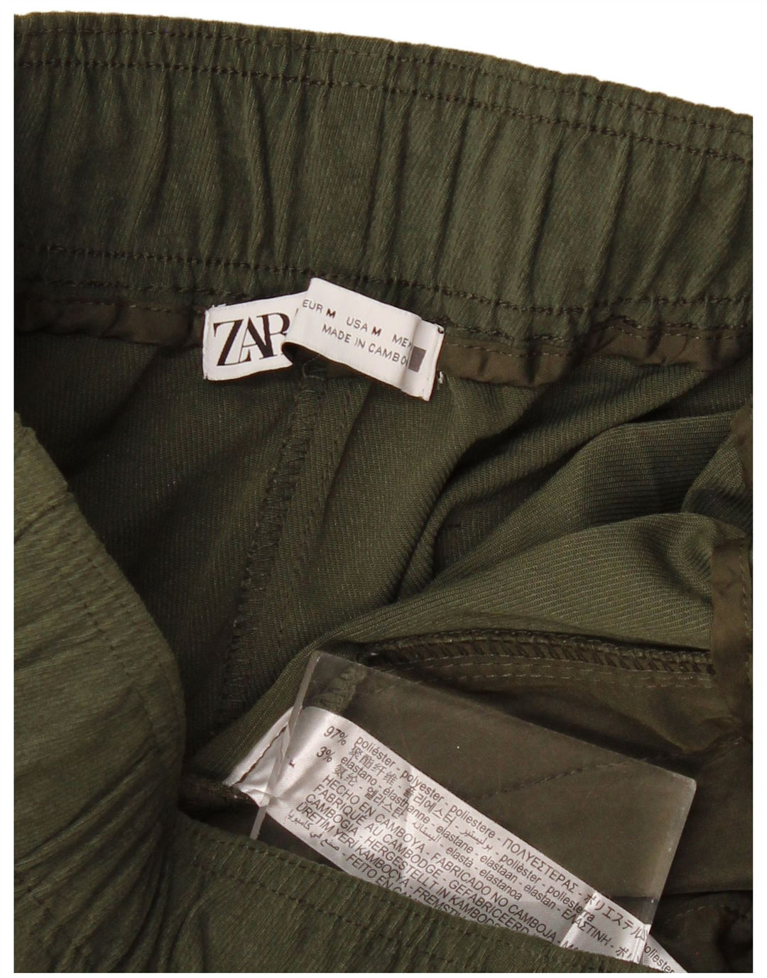 Zara Mujer Joggers Pantalones Cortos Mediano W28 L25 Poliéster Caqui