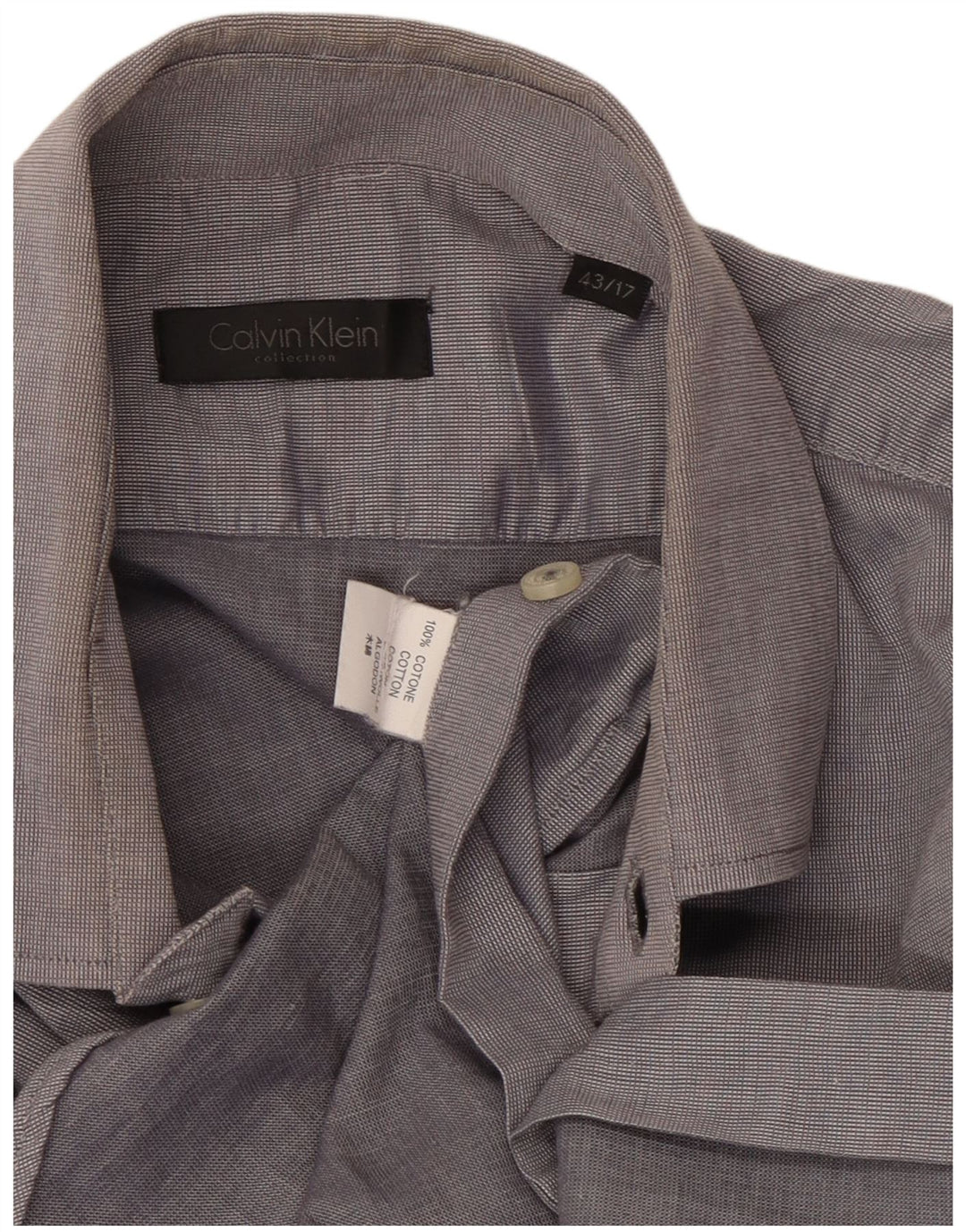 Camisa Calvin Klein Hombre Talla 43 17 XL Algodón Gris