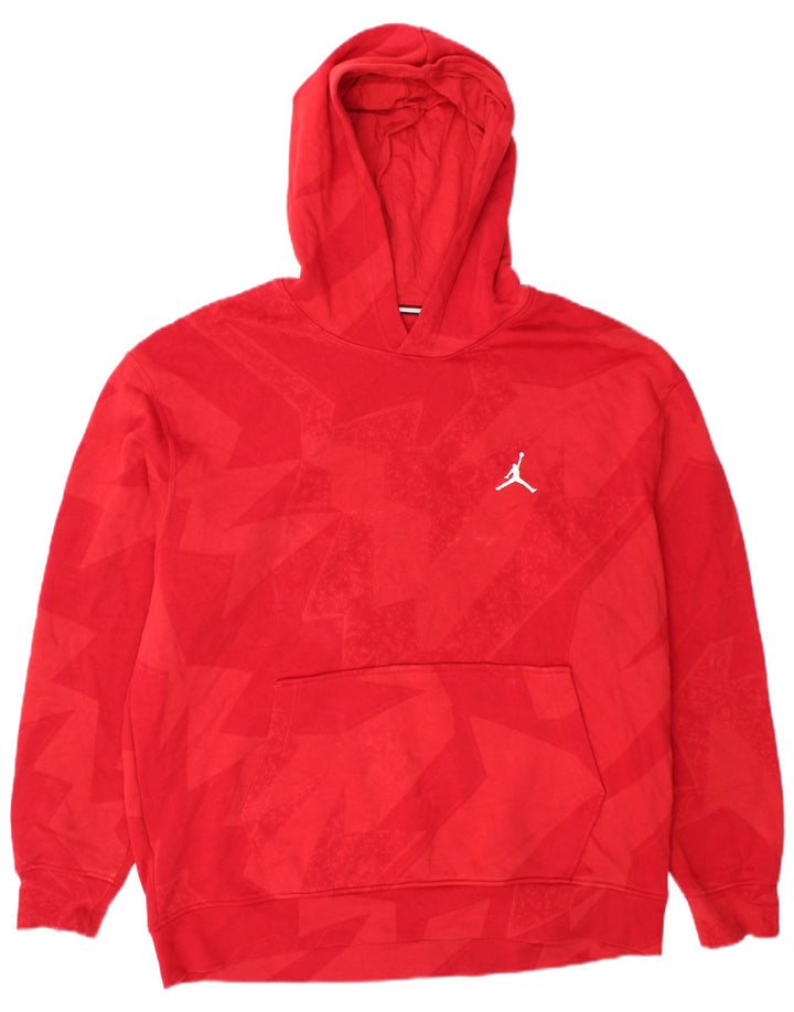 Jordan - Sudadera con capucha para hombre, talla grande, color rojo, algodón geométrico