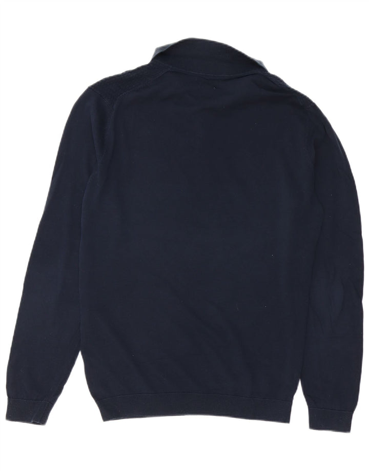 MASSIMO DUTTI Jersey De Cuello Polo Hombre Azul Marino Medio Algodón