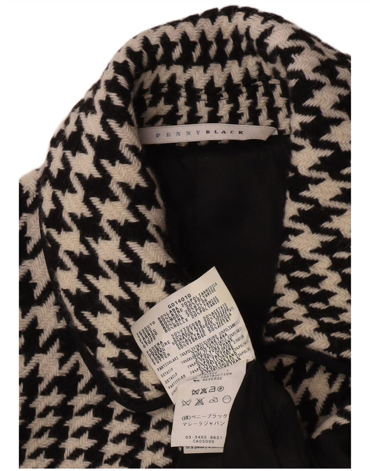 Penny Black Abrigo extragrande para mujer UK 10 Small Black Houndstooth Wool