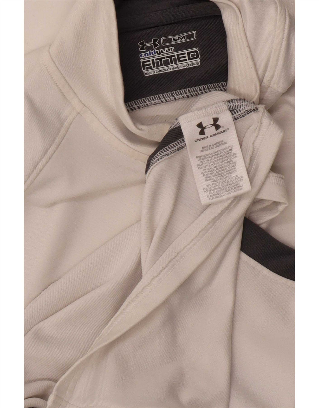 Under Armour Cold Gear Top de manga larga para hombre, color blanco pequeño, color block