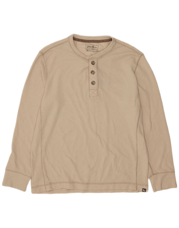 Eddie Bauer Hombres Top Manga Larga Grande Algodón Beige