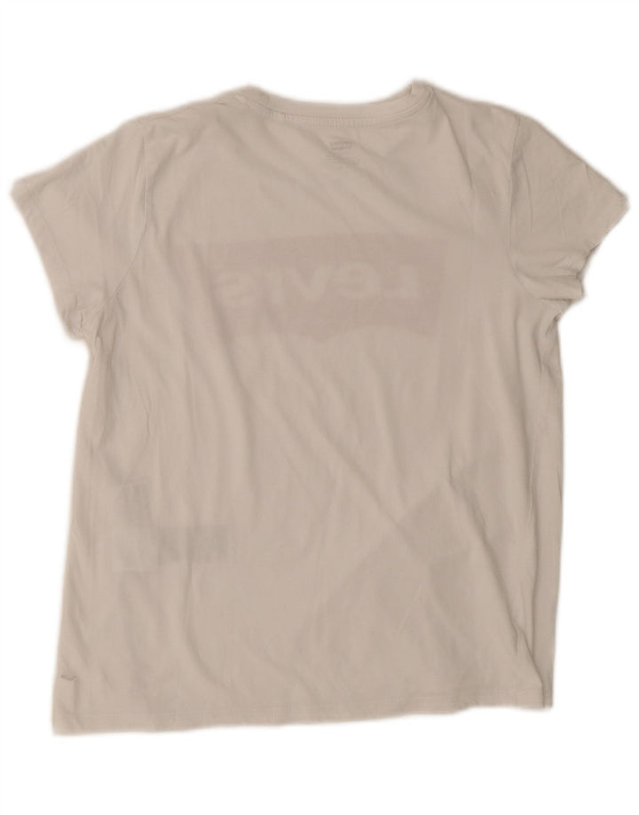 Levi's Camiseta gráfica para mujer Top UK 12 Medium White Cotton