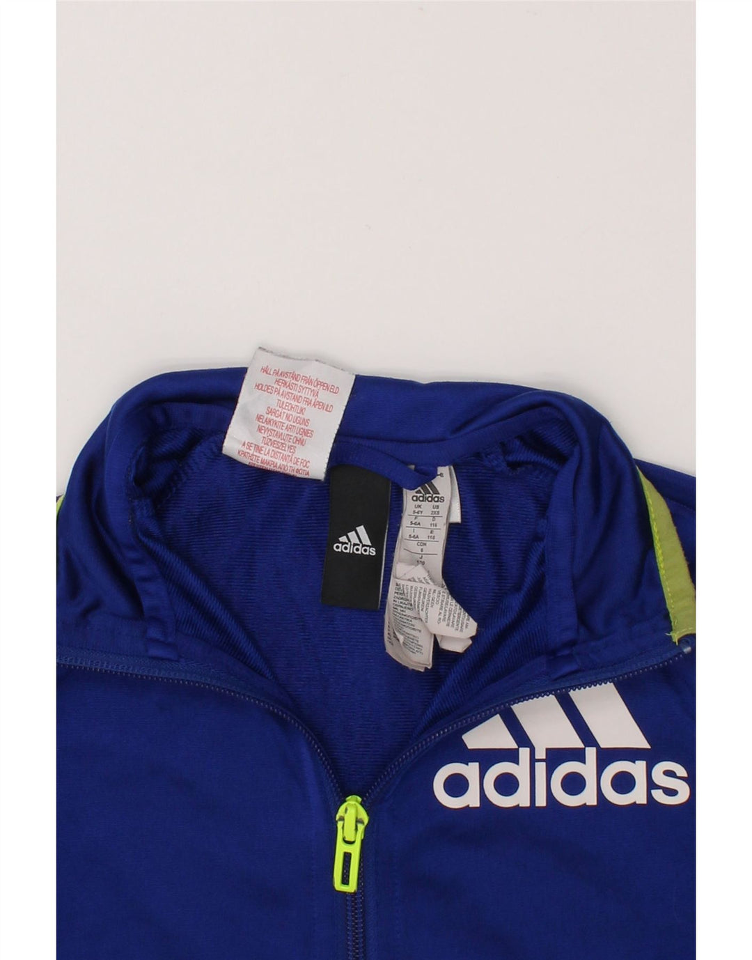 ADIDAS Boys Graphic Tracksuit Top Jacket 5-6 Years Blue Polyester Vintage Adidas and Second-Hand Adidas from Messina Hembry 