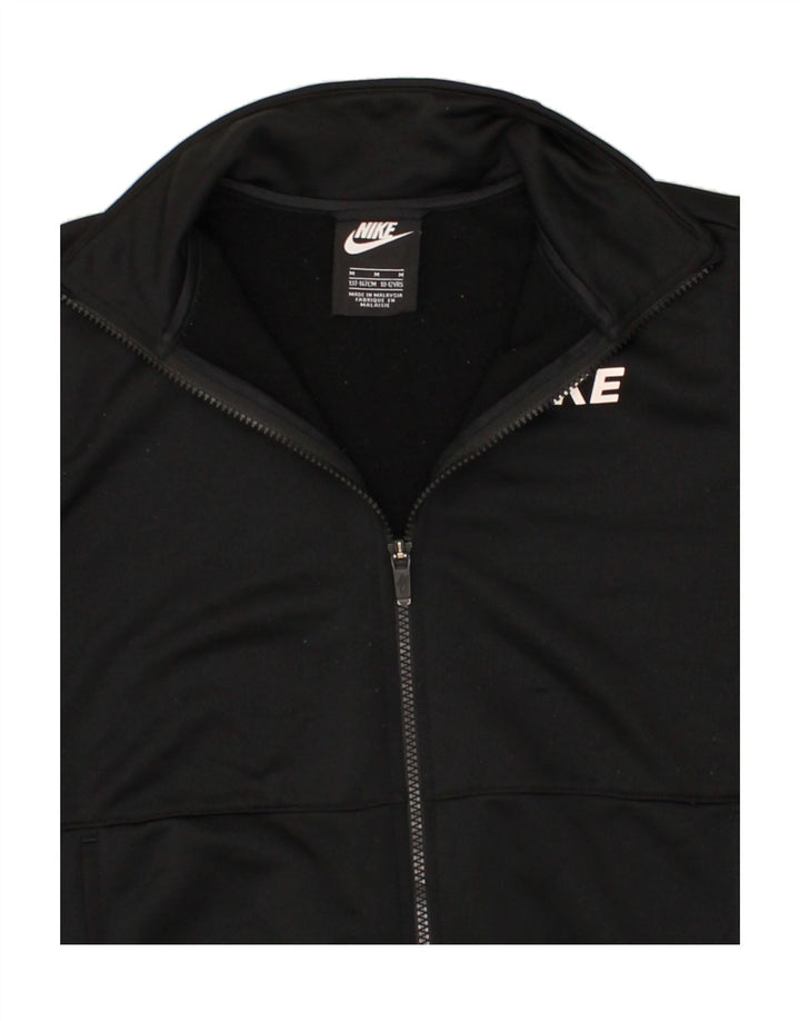 NIKE Boys Graphic Tracksuit Top Jacket 10-11 Years Medium Black Polyester Vintage Nike and Second-Hand Nike from Messina Hembry 