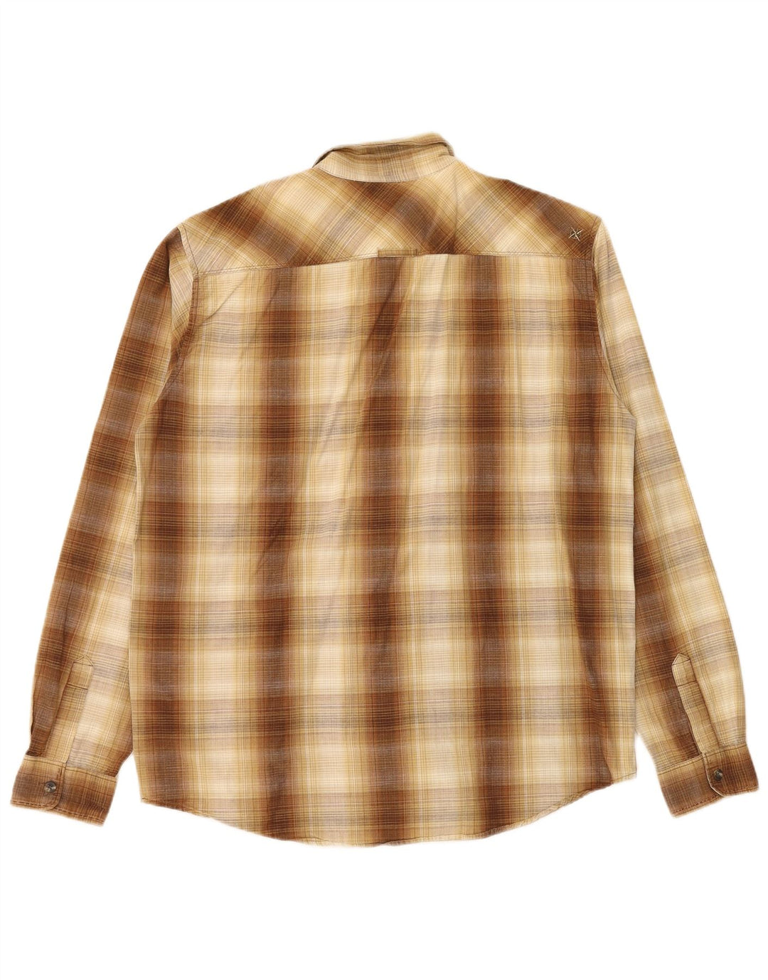 Columbia Camisa Hombre XL Algodón A Cuadros Marrón