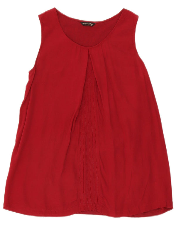 Massimo Dutti Blusa Sin Mangas Mujer UK 10 Small Rojo