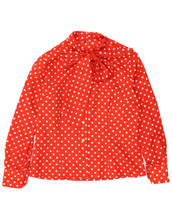 Vintage mujer frente corbata camisa blusa IT 48 XL lunares rojos