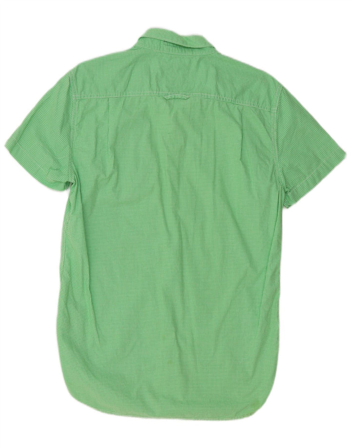 SUPERDRY Hombre Camisa De Manga Corta De Algodón A Cuadros Verde Medio