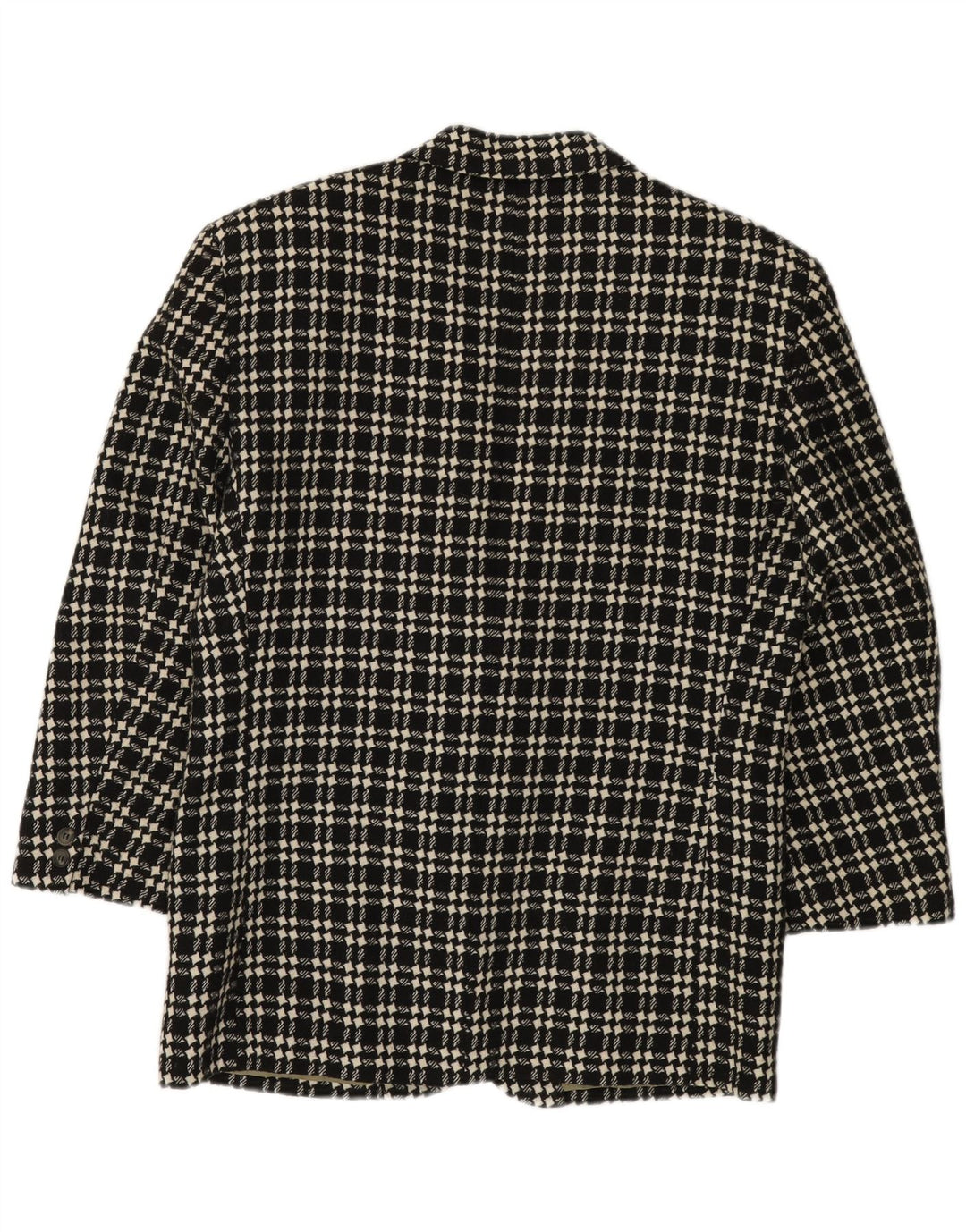 VINTAGE Chaqueta Blazer de 3 Botones para Hombre IT 48 Lana de Pata de Gallo Negra Mediana