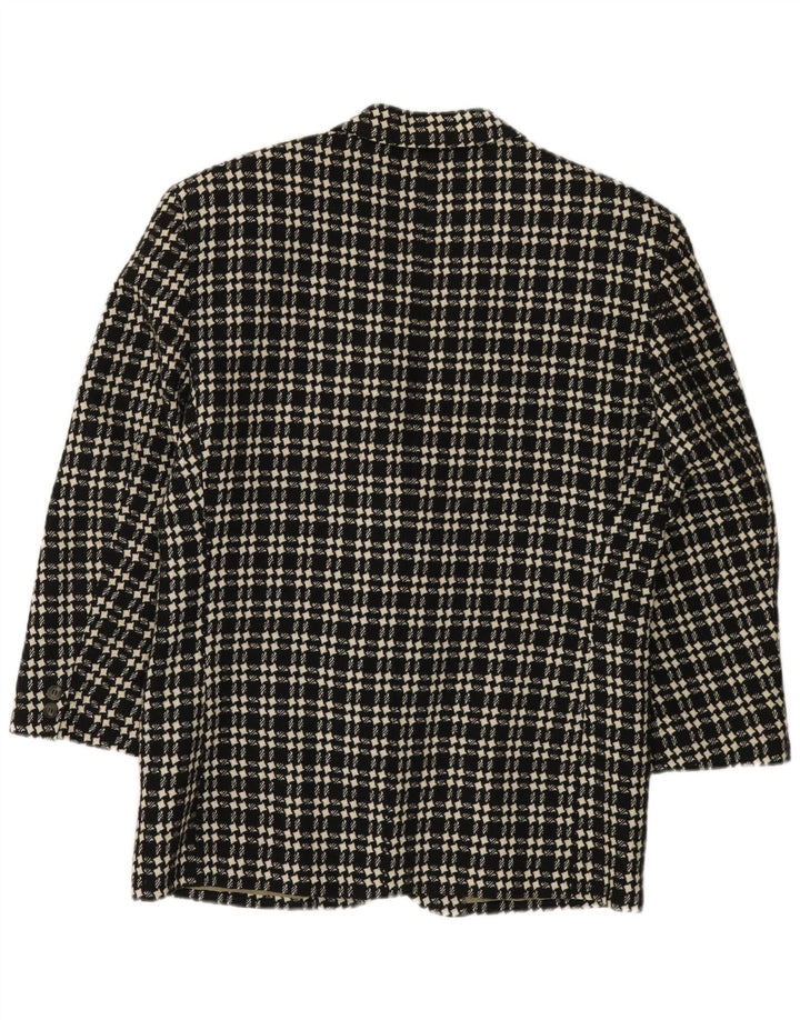 VINTAGE Chaqueta Blazer de 3 Botones para Hombre IT 48 Lana de Pata de Gallo Negra Mediana