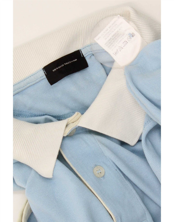 Sergio Tacchini Polo para hombre IT 48 Algodón color block azul medio