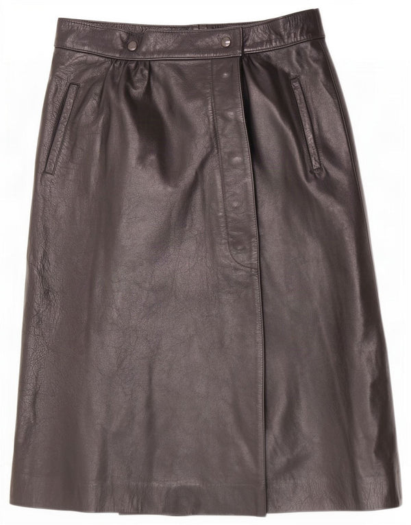 Vintage mujer abrigo falda de cuero W28 medio negro