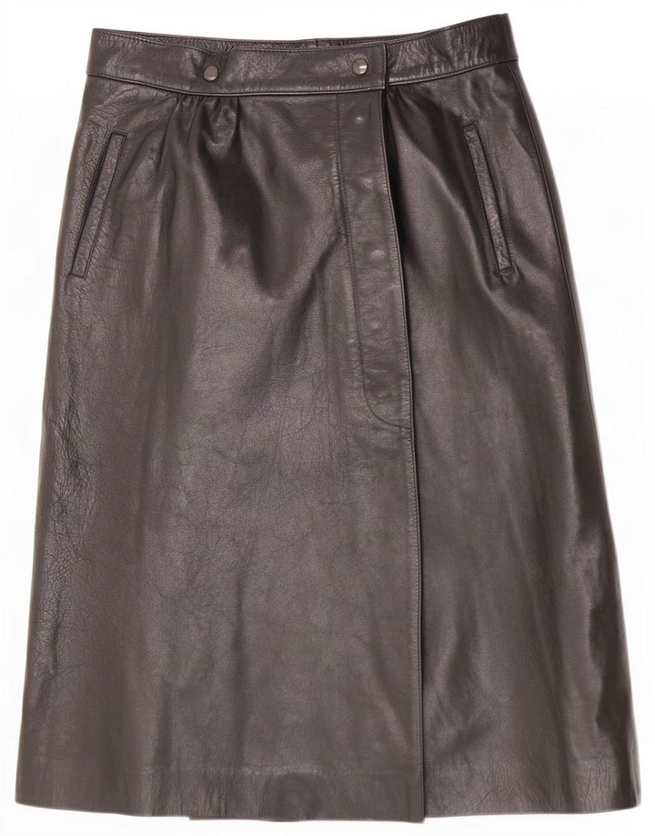 Vintage mujer abrigo falda de cuero W28 medio negro