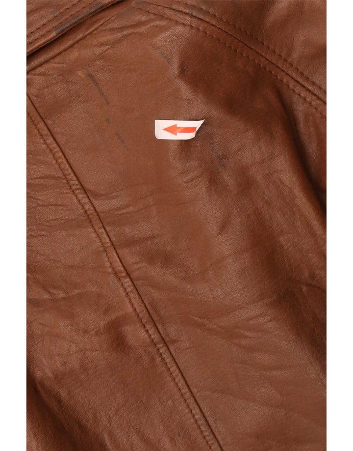 Abrigo de cuero vintage para mujer IT 50 XL Marrón