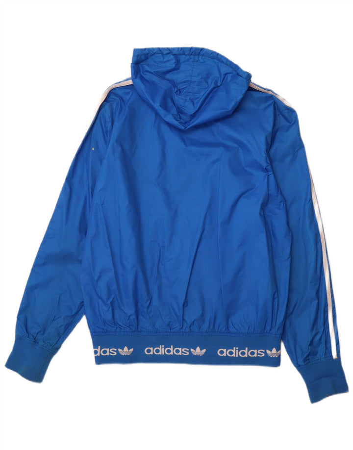 ADIDAS Chaqueta impermeable con capucha gráfica para hombre UK 38 Medium Blue Nylon