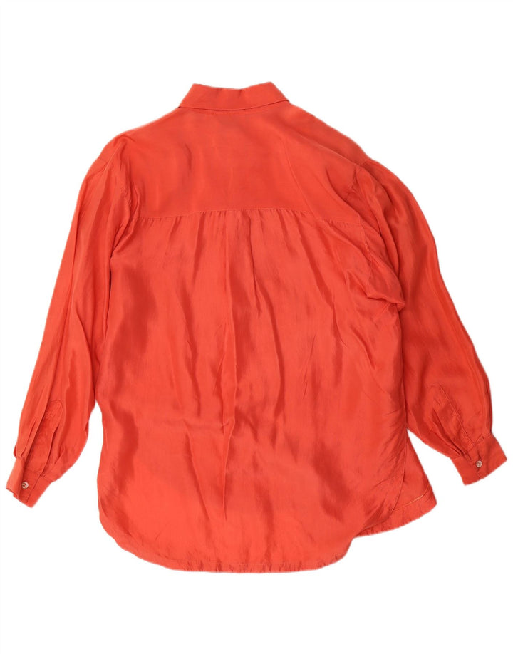 Vintage mujer camisa blusa Reino Unido 14 seda naranja mediana
