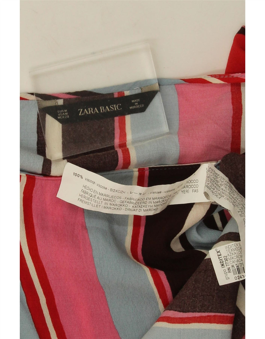 Zara Blusa corta de manga larga para mujer UK 44 Mediana Rayas multicolores