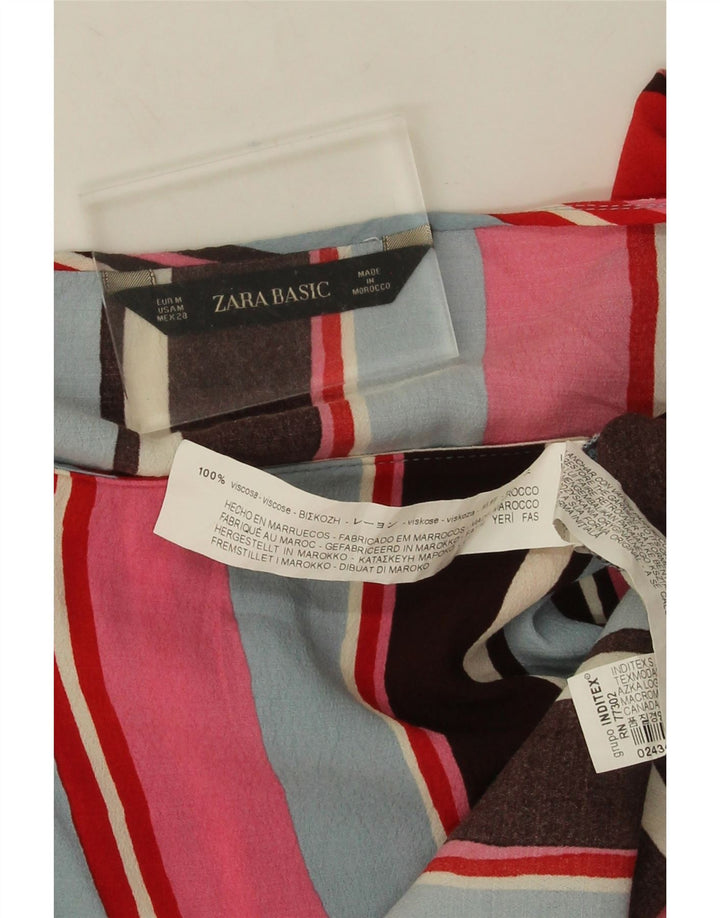 Zara Blusa corta de manga larga para mujer UK 44 Mediana Rayas multicolores