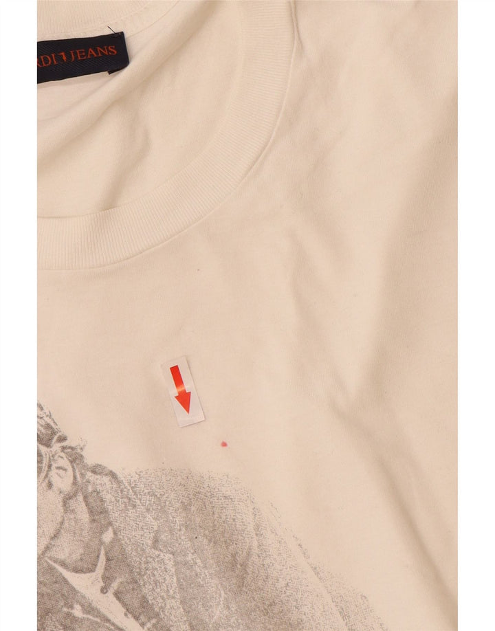 Trussardi Jeans Hombre Camiseta Gráfica Top Large Blanco